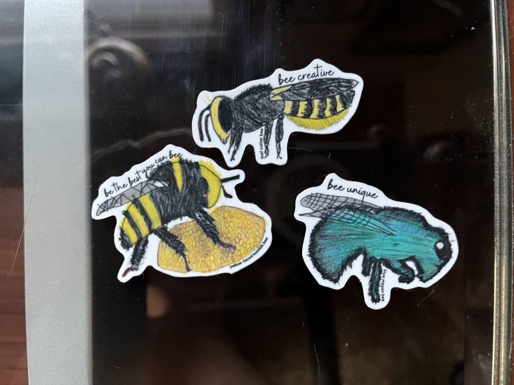 Bee stickers made by the TEA students
